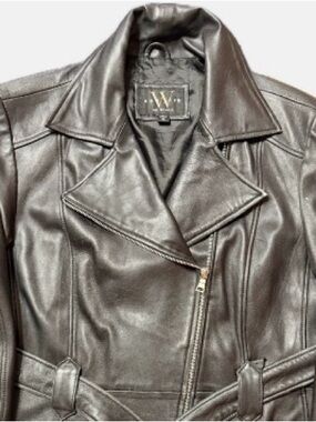 W New York by Winlit Black Genuine Leather Moto Jacket/Coat Size XL